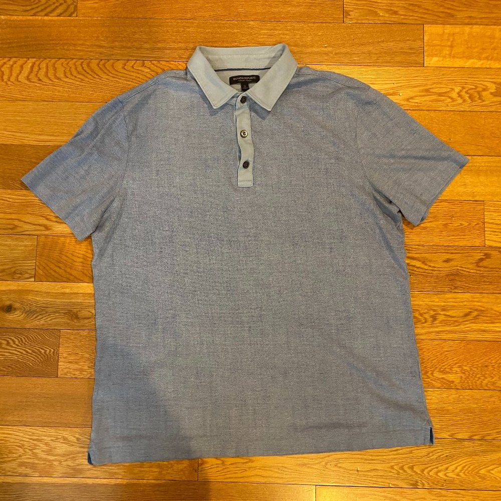 Banana Republic Mens Luxury Touch Polo Shirt XL Grayish Blue Short Sleeve